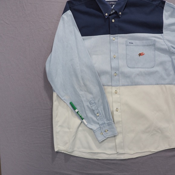 Stars & Stripes Shirt Mens Large Blue Colorblock Long Sleeve Button Up Western - Picture 5 of 16